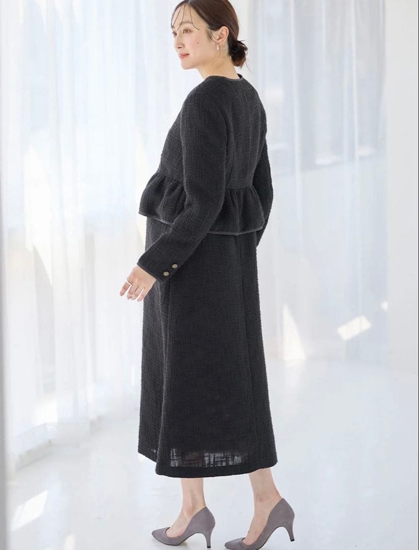 【新品タグ付】ツィードパフスリーブワンピース ジャケット マタニティ・授乳服