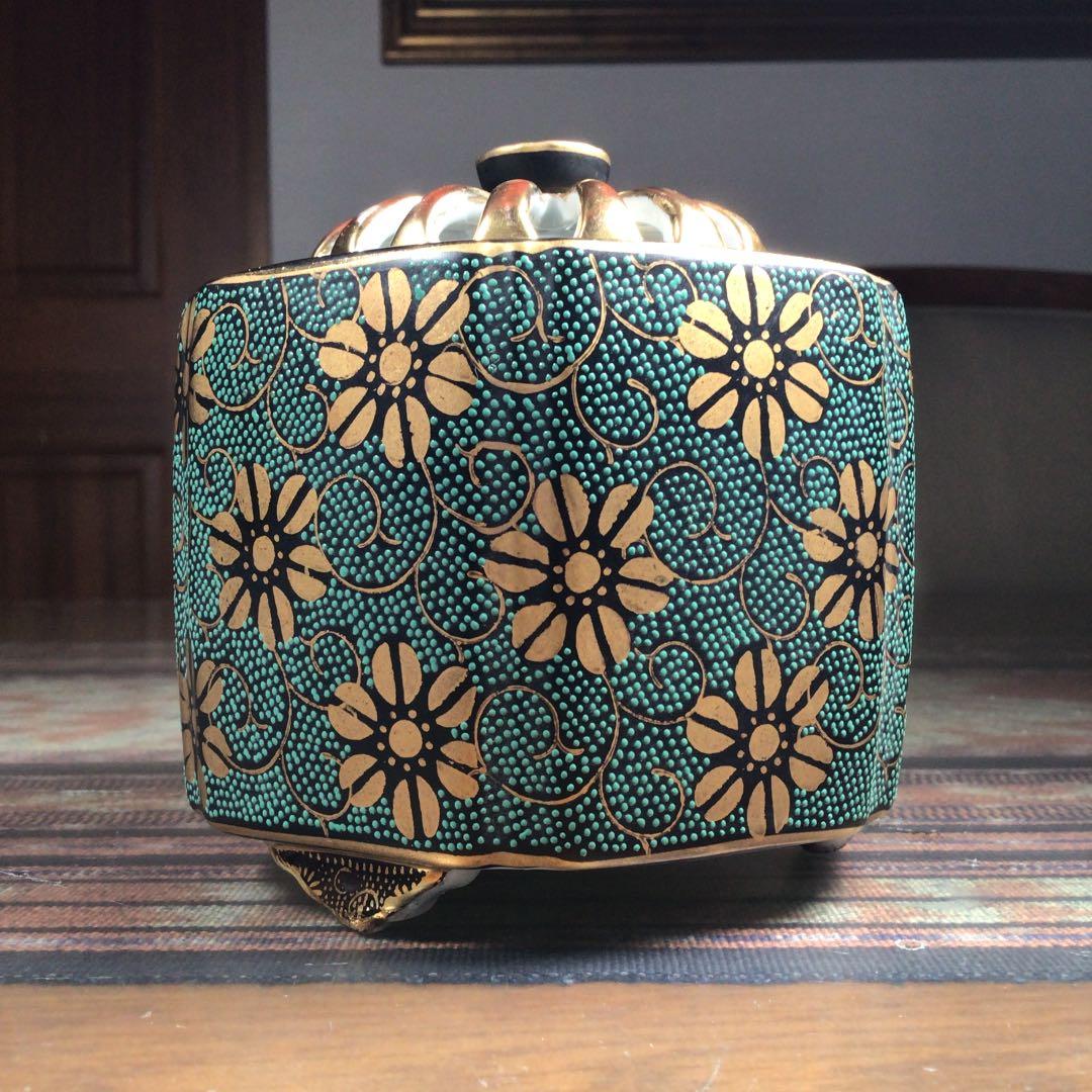 ハピうー特価』 九谷焼 洋山 青粒 香炉 制作番号付き - メルカリ