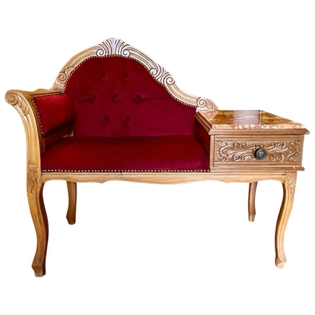 アンティーク/希少】イタリア製 テレフォンベンチ ロココ調 猫脚 大理石