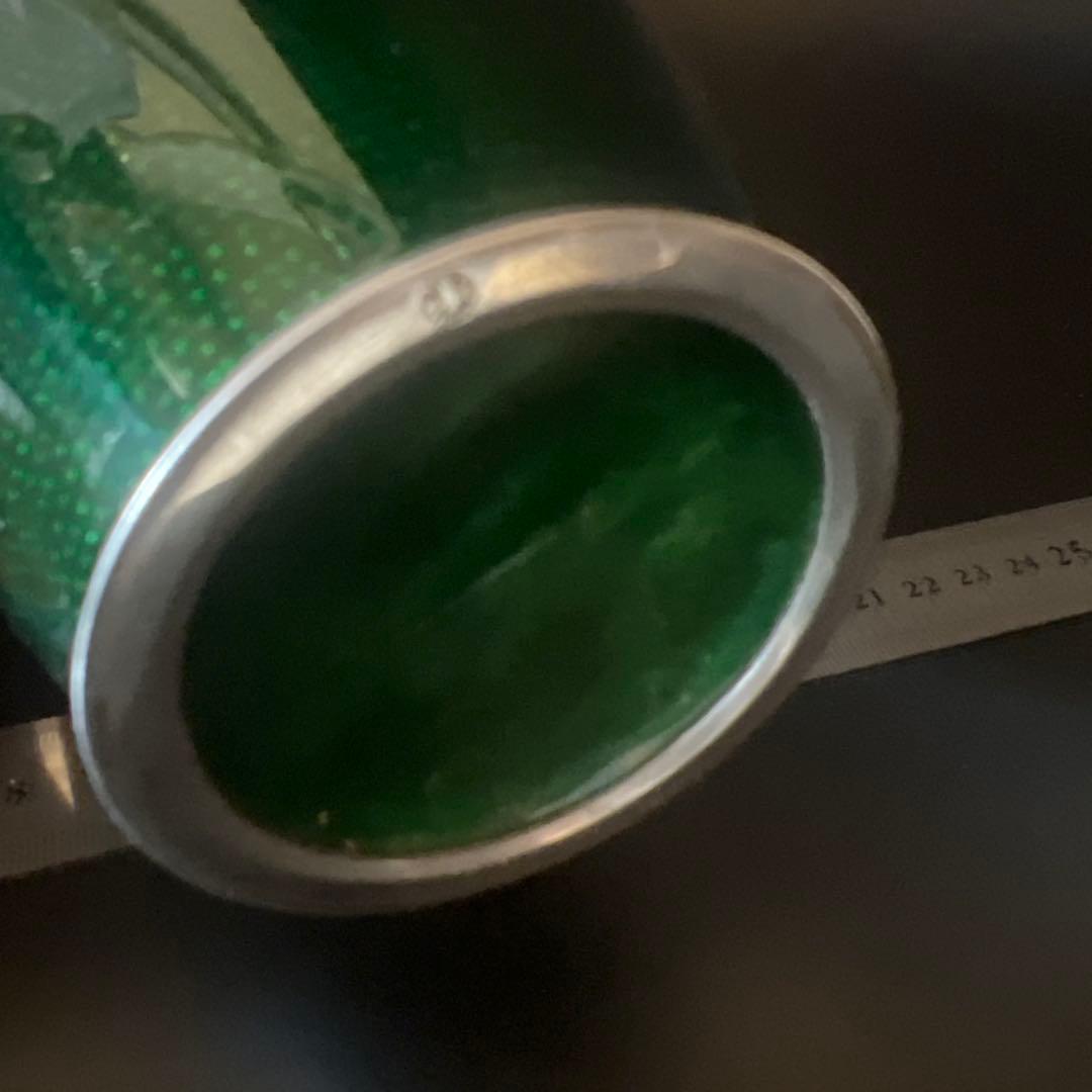 安藤七宝焼梅菊竹珍しい深緑系花入れ花瓶華道刻印有極上工芸金属工芸