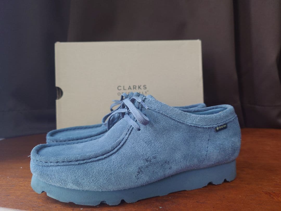 靴 CLARKS wallabee GTX Blue/Grey Sde UK8
