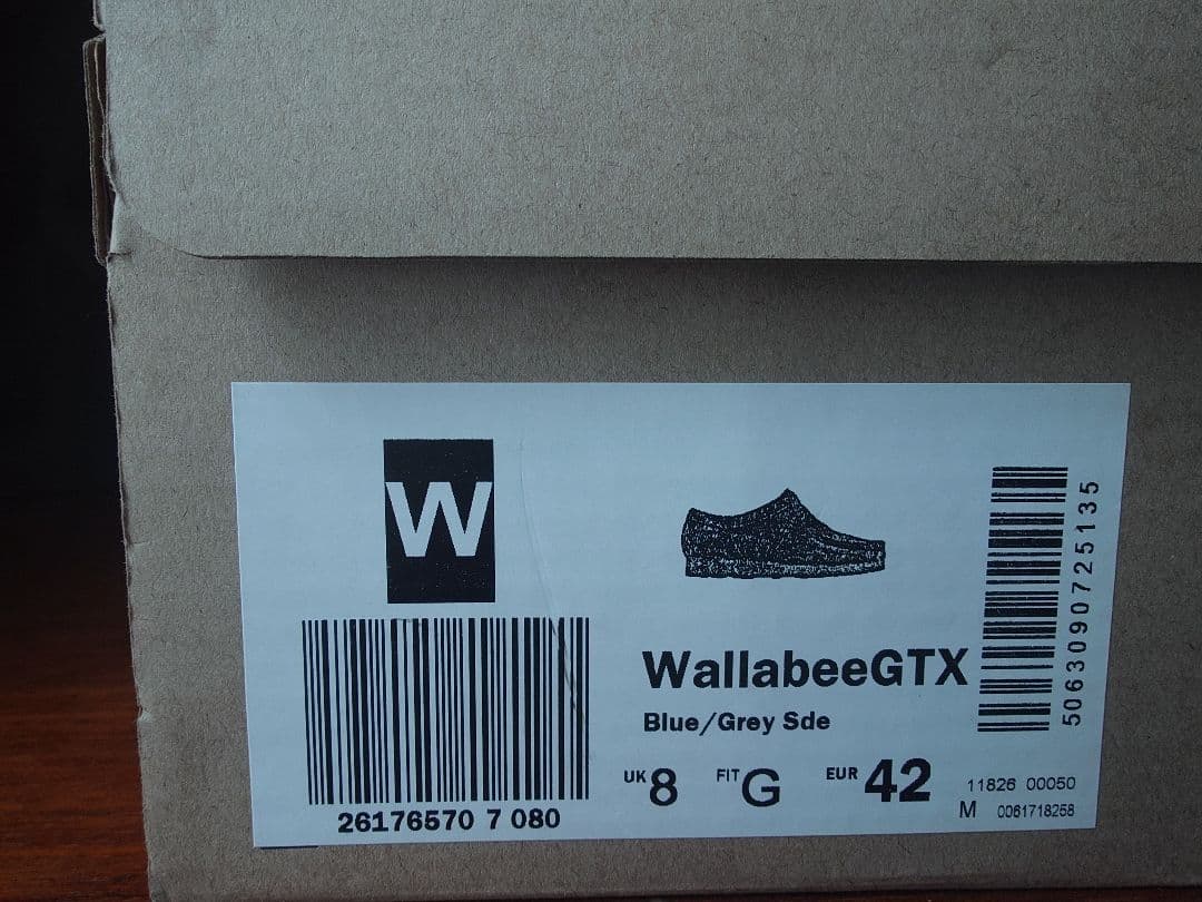 靴 CLARKS wallabee GTX Blue/Grey Sde UK8