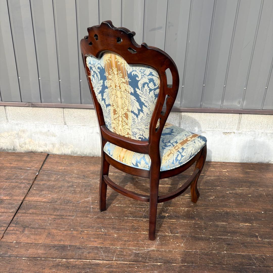 ②ビクトリアン装飾 花柄 木製ダイニングチェア 姫系 イタリア家具