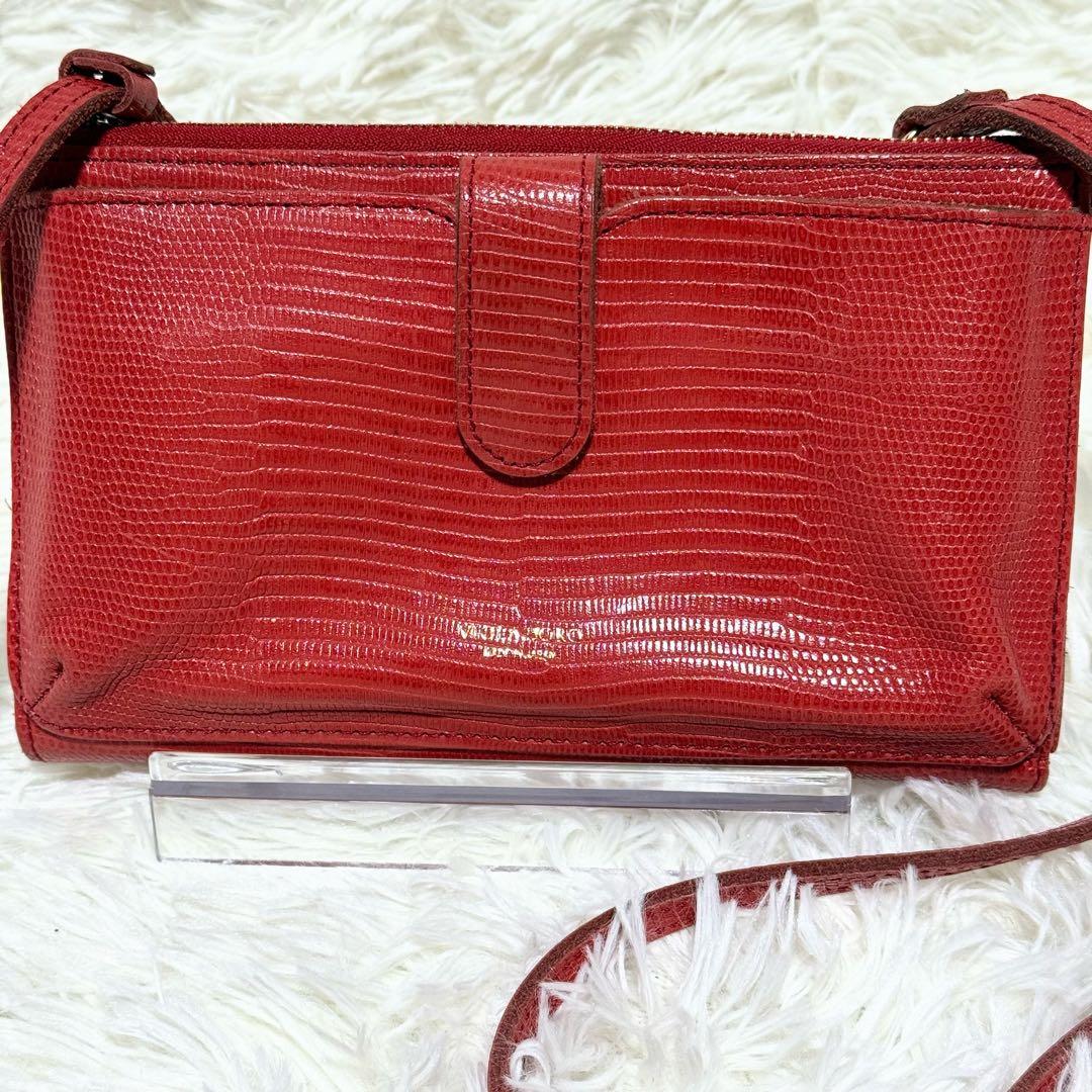 【✨美品✨】ヴィオラドーロ リザード型押しレザー 横型スマートフォンポシェット