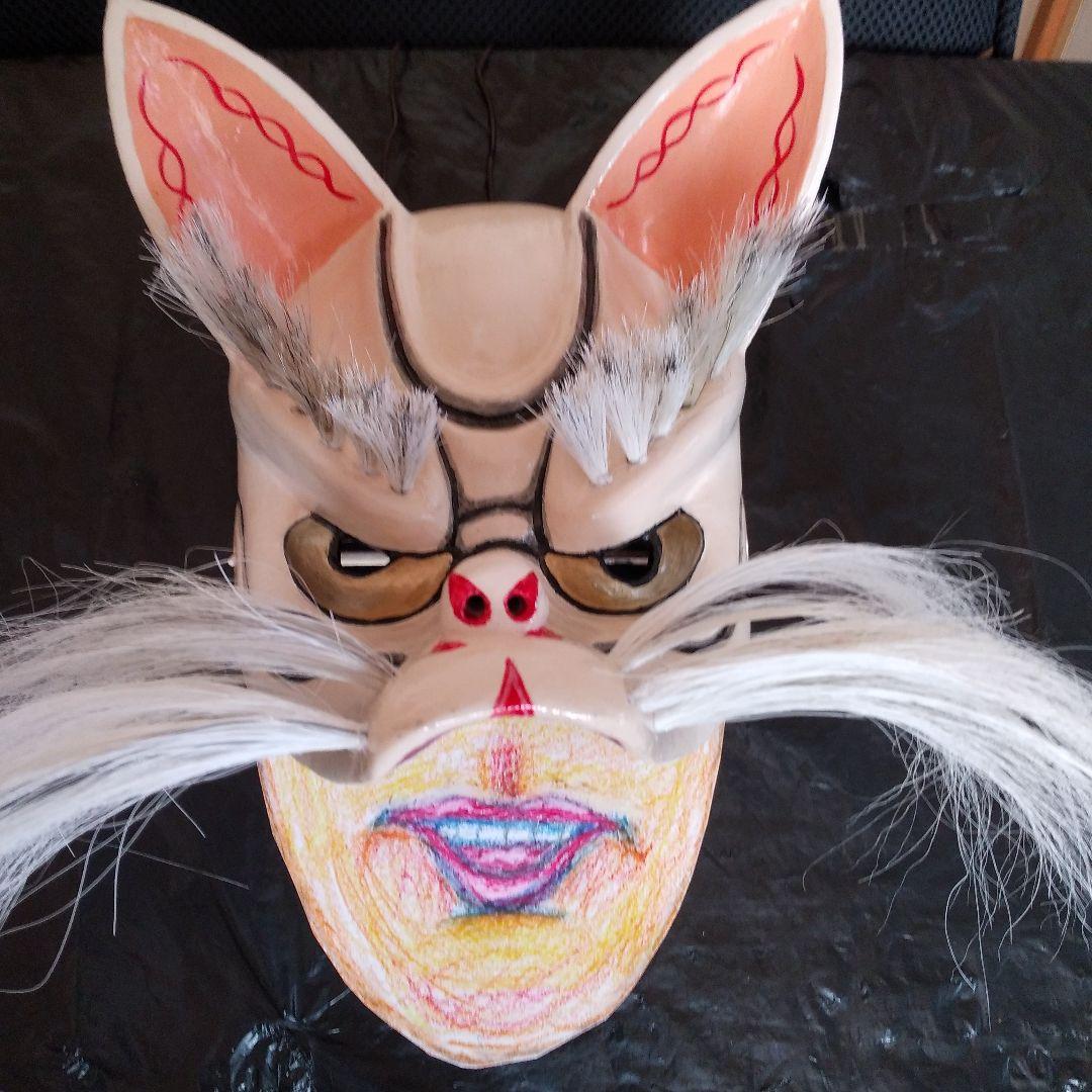 祭り面・「半面・狐」・木彫品 祭り面・「狐」(子供用)・木彫品 祭り面