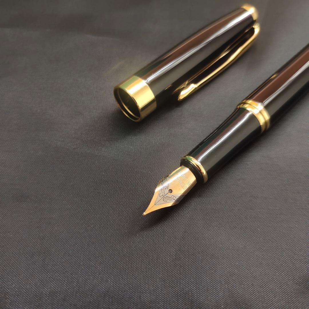黒い万年筆 金メッキ装飾671