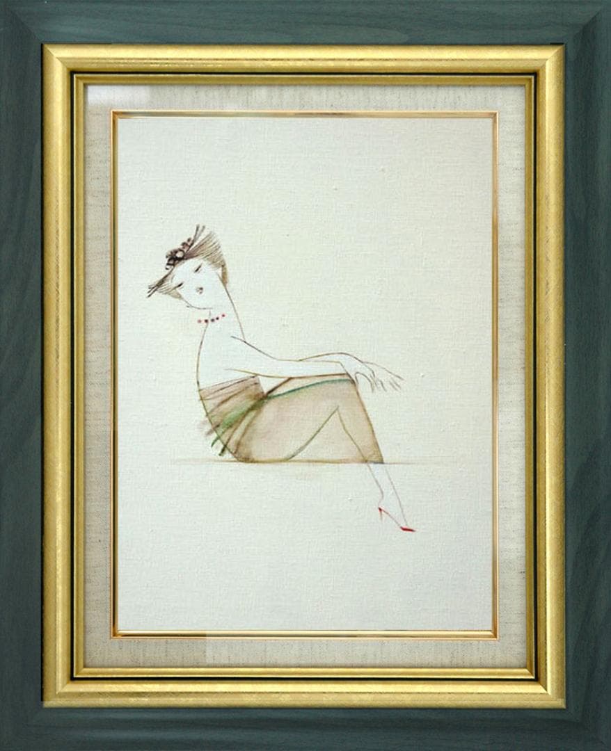 油絵 菅家令子 絵 絵画 インテリア 額付(銀) F4-080315 人物 女性