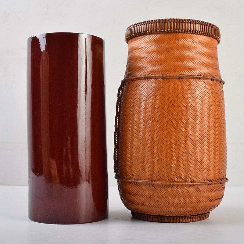 茶道具 江南市無形文化財 瀬邉功山作 綾網代編花入