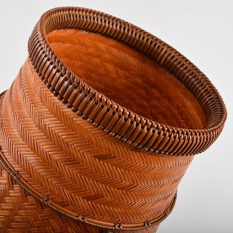 茶道具 江南市無形文化財 瀬邉功山作 綾網代編花入籠 共布共箱 V