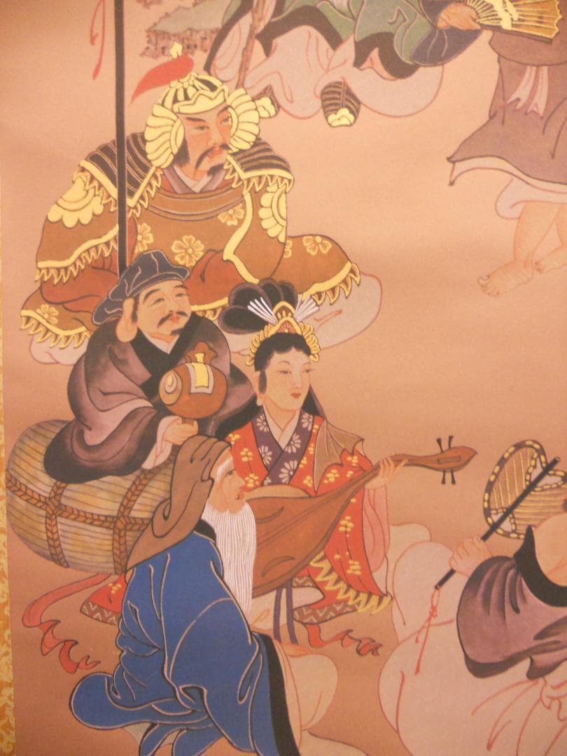 掛け軸 玉峰 七福神 絹本 希少 軸装 茶道具 掛軸 美品 です。