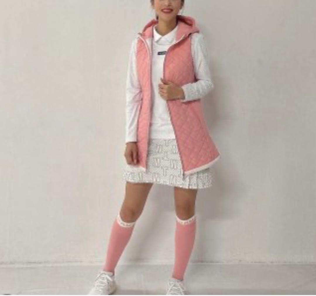 【チェリー 様】Taylor Made 中綿フーディベスト　ロング丈　ピンク　M