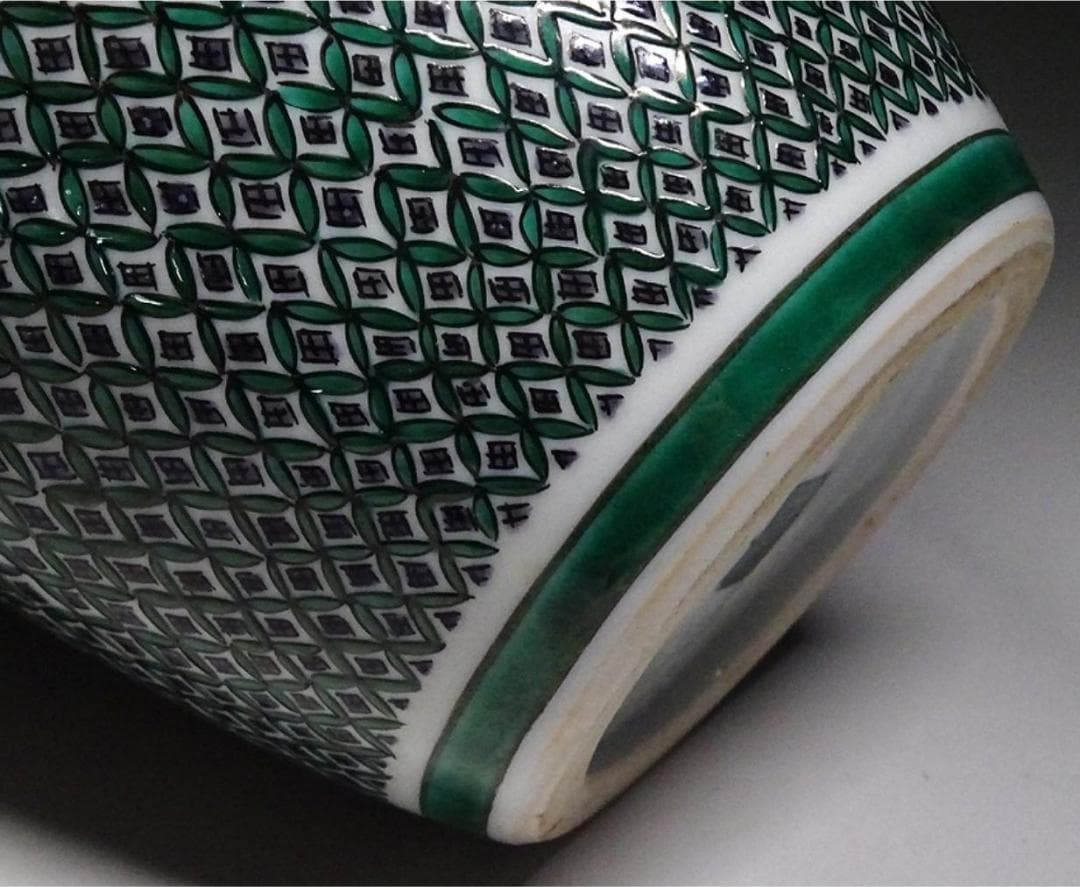 九谷焼 藤井尚行 造 小紋 青九谷 花瓶 壺 竹雀紋 高約26.5