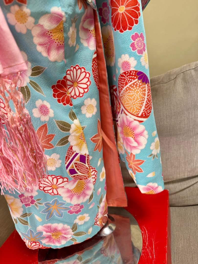 七五三着物帯セット　7歳　紺　水色黄色帯