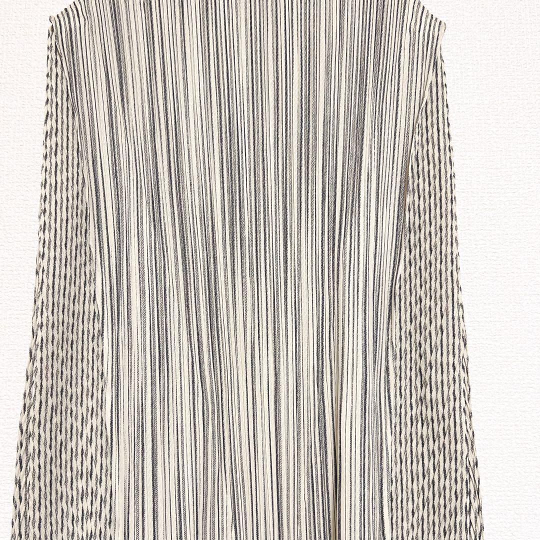 プリーツプリーズ　イッセイミヤケ　チュニック　ストライプ　切り替え　縦　斜め　3