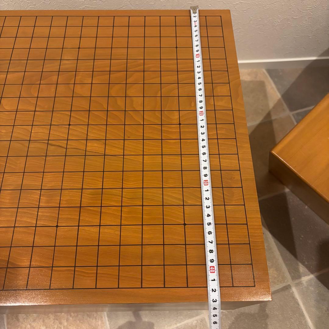 稀少！木製天然木 本榧 柾目 一枚物 脚付 碁盤 桐盤覆付厚21cm検囲碁本榧
