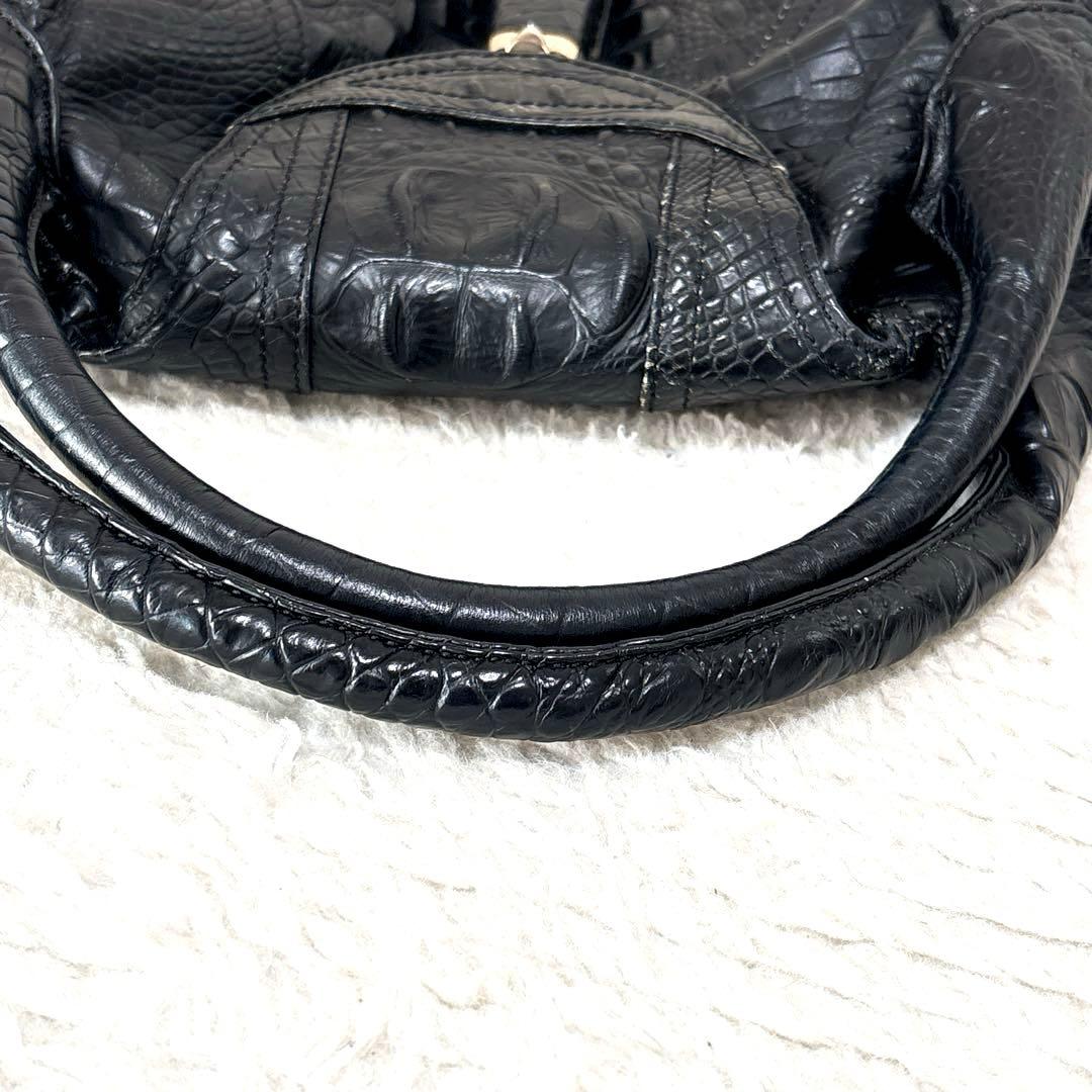 FENDI フェンディ スパイバッグ クロコ型押しレザー ブラック