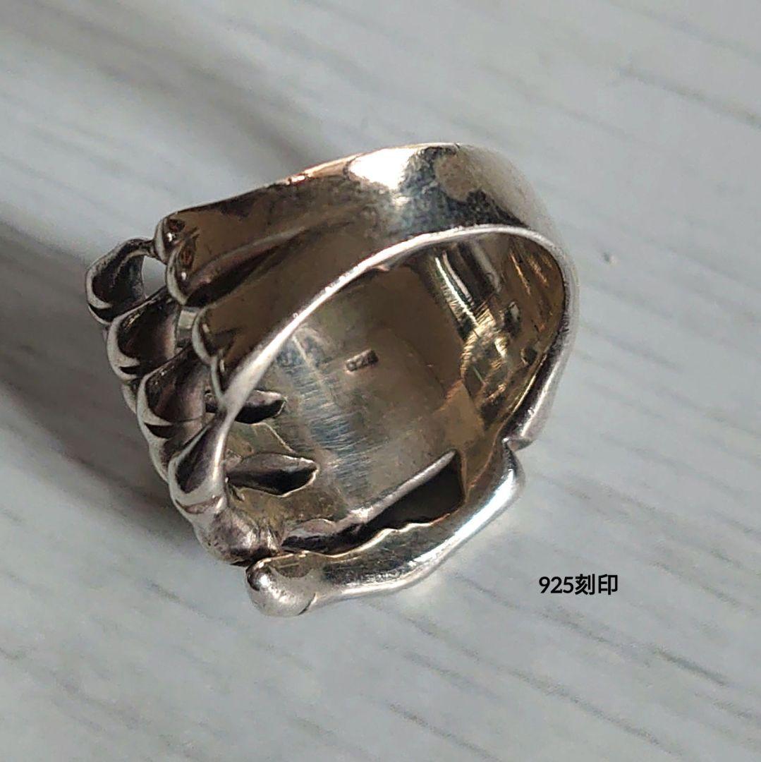 925刻印　ボーンハンド　ヴィンテージシルバーリング　スカルハンド　骸骨の手