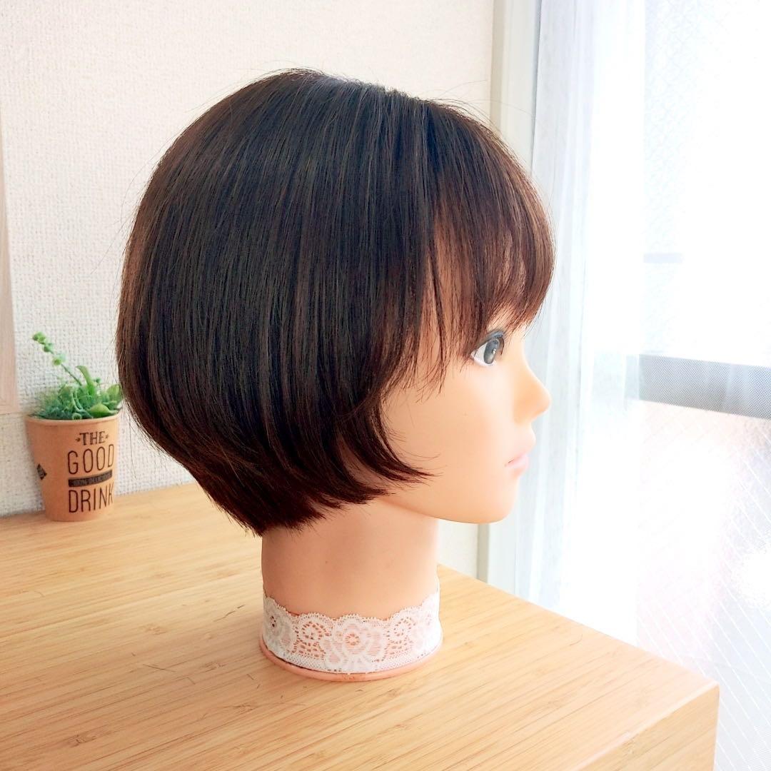 ★サラサラ高級人毛100%★マッシュショート　ブラウン　フルウイッグ　かつら