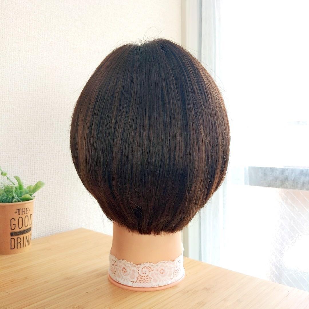 ★サラサラ高級人毛100%★マッシュショート　ブラウン　フルウイッグ　かつら
