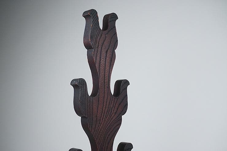 時代木彫刀掛け　稲穂透かし五本掛け　日本刀飾り台