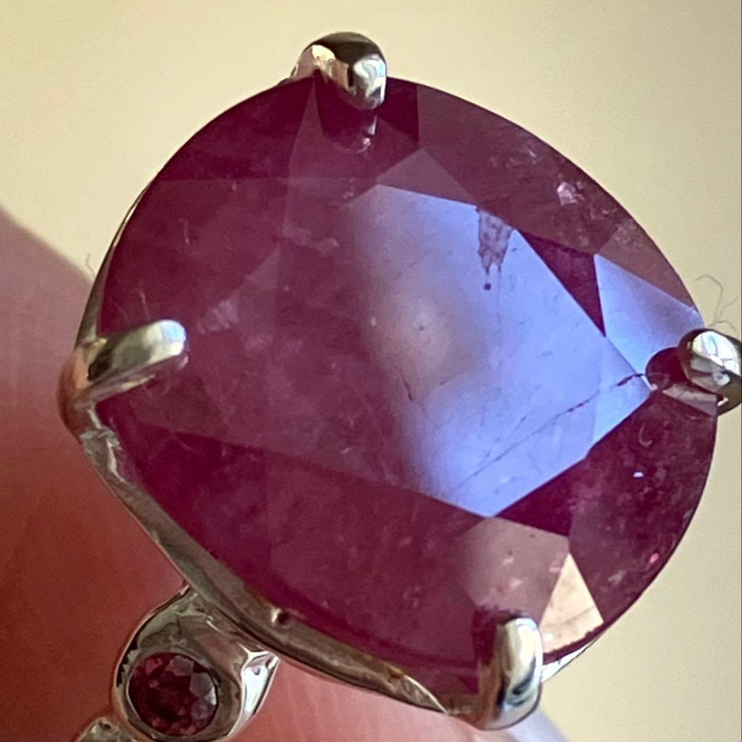 【訳あり】7ct ルビー・ロードライトガーネットリングK18WGヴェルメイユ