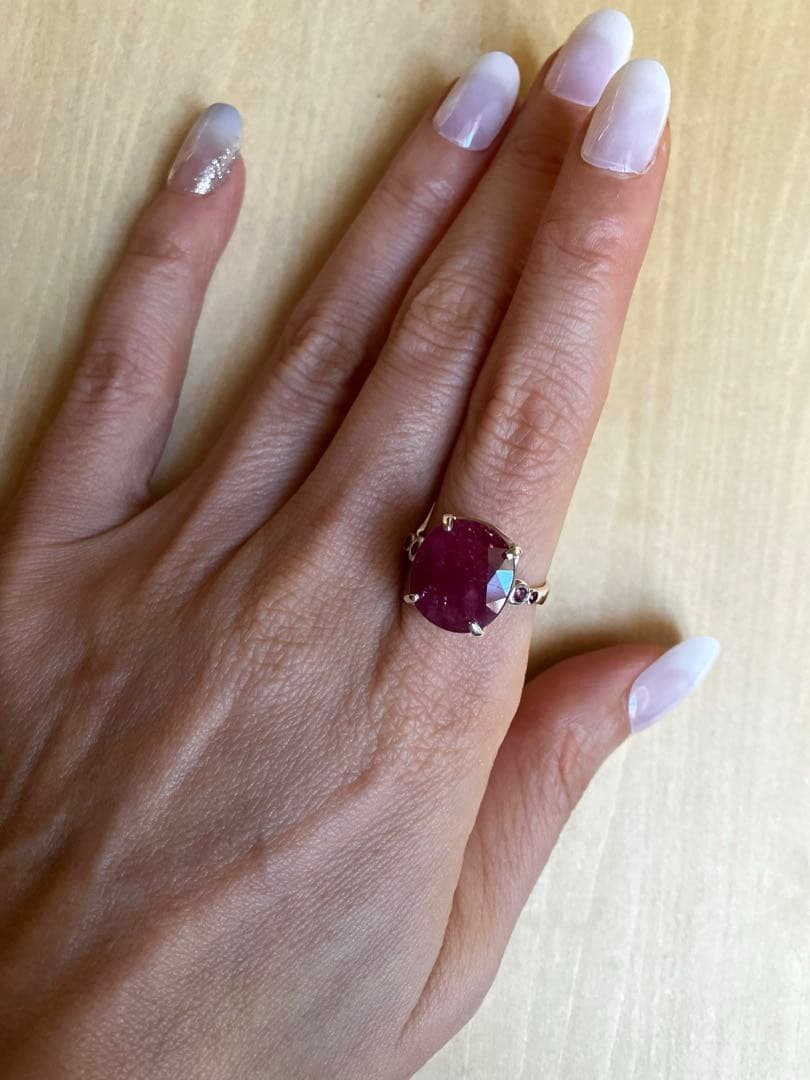 【訳あり】7ct ルビー・ロードライトガーネットリングK18WGヴェルメイユ