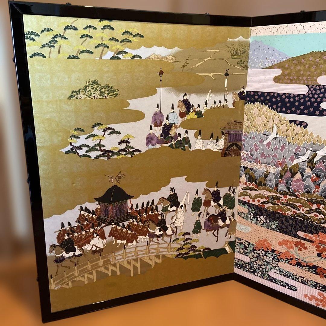 二枚折屏風 細工衝立 間仕切り パーテーション 飾り 衝立 インテリア