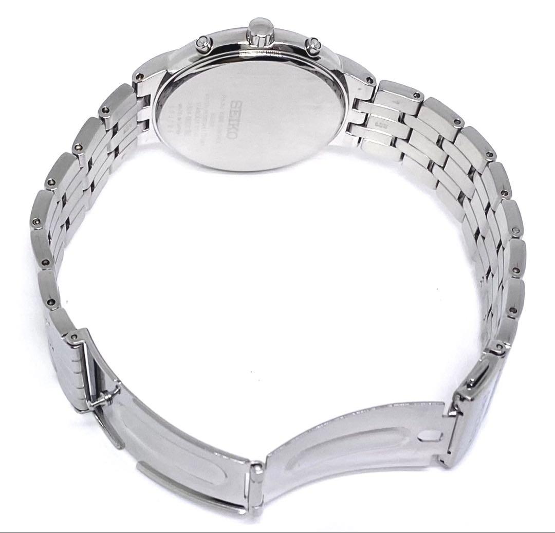 SEIKO☆セイコー☆電波ソーラー☆腕時計☆ホワイト文字盤×ブルー針☆日本製