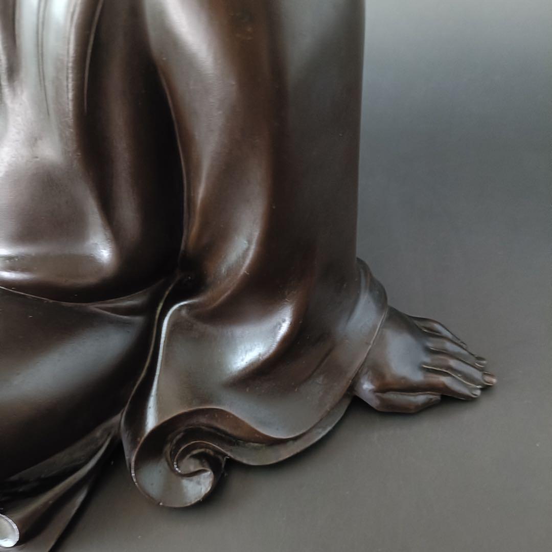 津田真瑞作 『猩々床置』 【共箱付(ラベル入) 】 時代金工 銅製