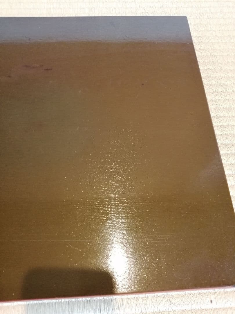 【茶道具】橋口宗榮造　藪内流 猗々斎宗匠箱書 家伝の形 青漆爪紅長板　長板80