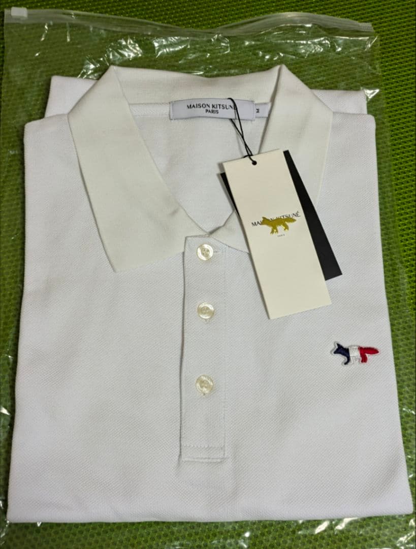 メゾンキツネ　トリコロールフォックス　ユニセックス　ポロシャツ　L　ホワイト