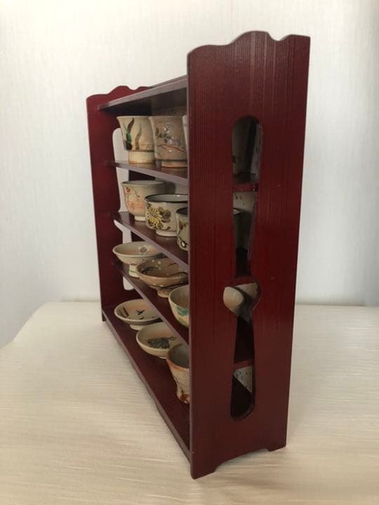 12か月ぐい呑み揃飾り棚付き