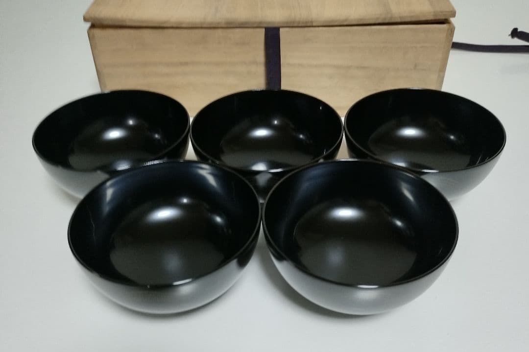 輪島塗 千羽鶴沈金 吸物椀 5客セット 作家もの 三谷吾一