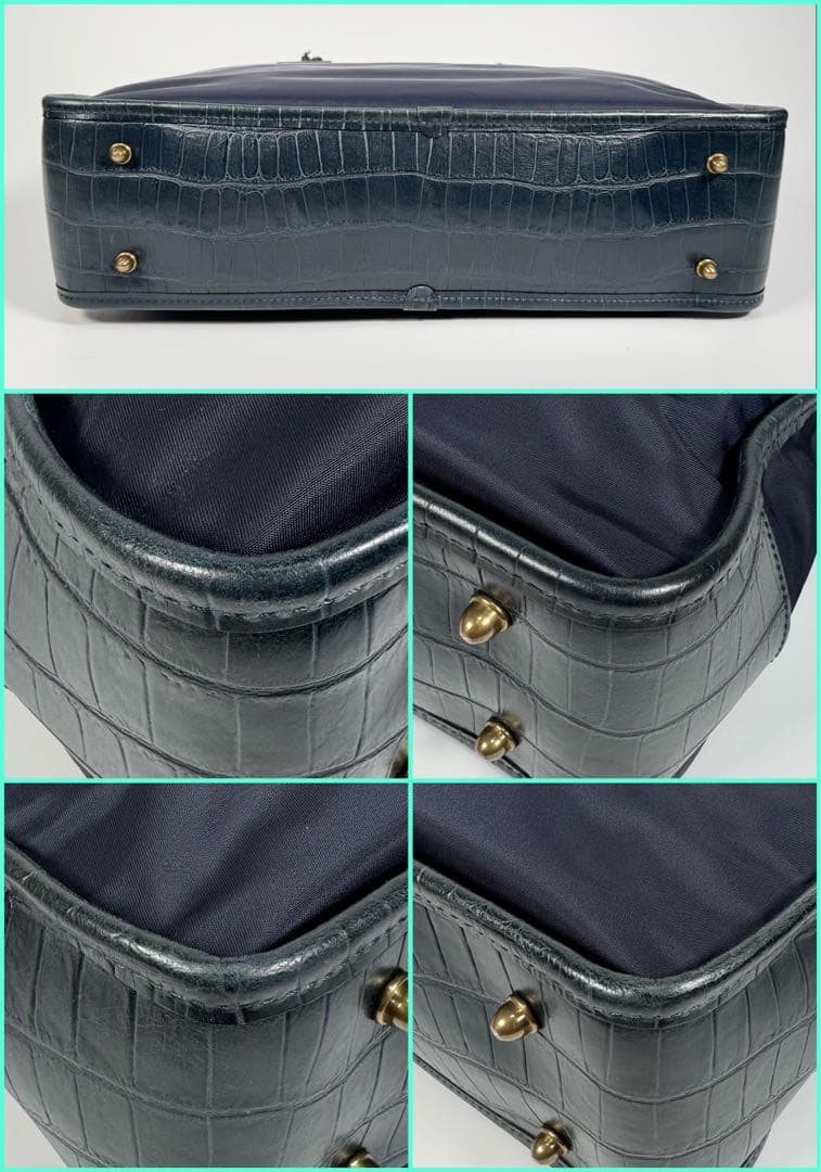 フェリージ ブリーフケース 1731 レザー クロコ A4 ネイビー ビジネス