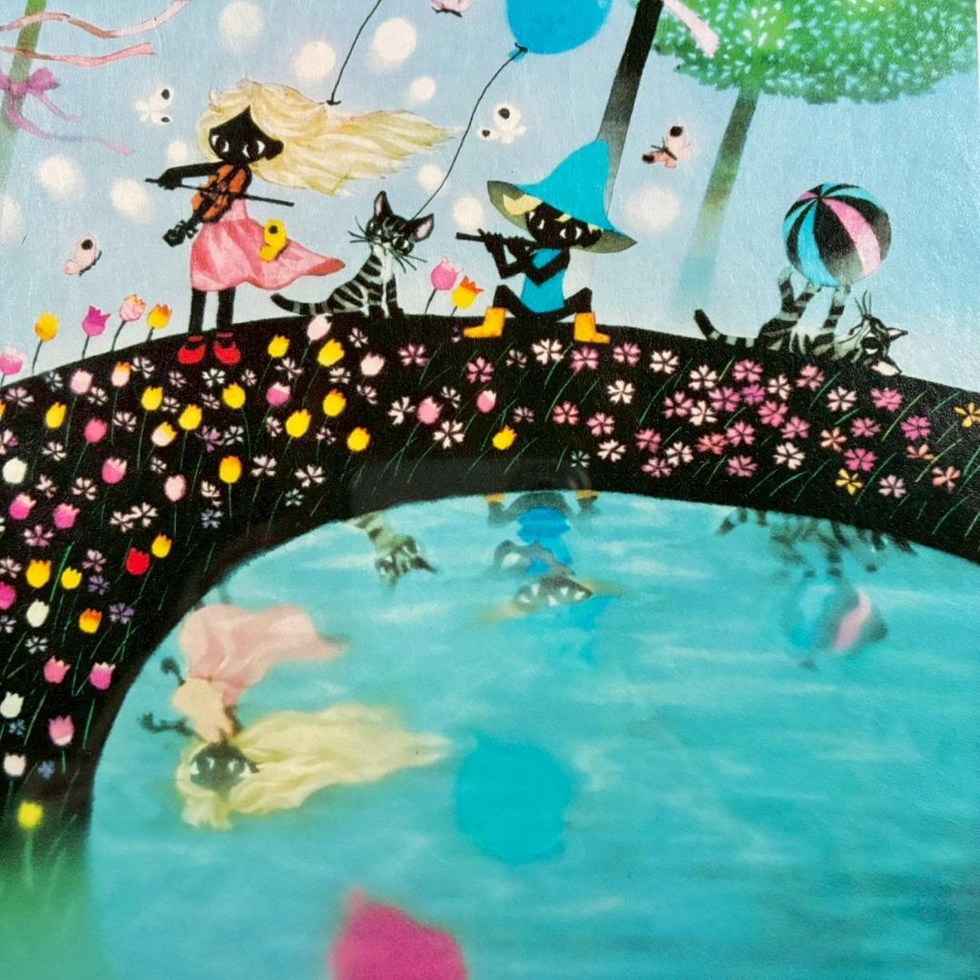 美品 藤城清治「春のデュエット」レフグラフ 直筆サイン入 証明シール