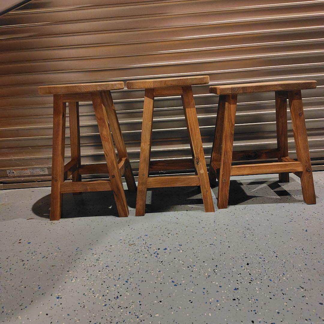 スクエア椅子座面高40cm 丸椅子座面高44cm 3脚セット