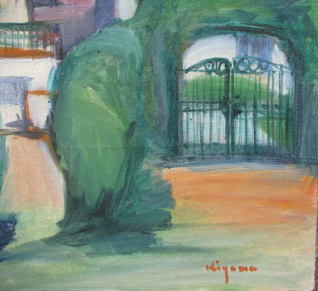 スペインの光と影,檜山健三「生垣のある家（サンタンデル）」8号油彩,