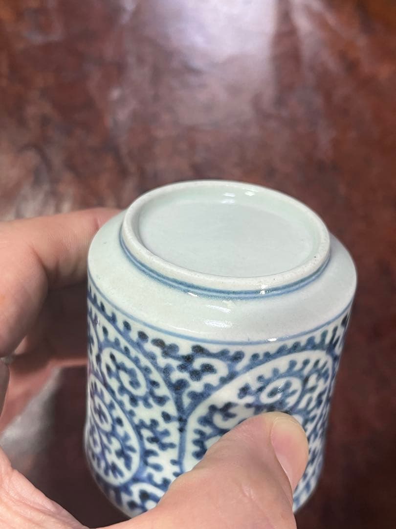 古伊万里 覗き猪口 のぞき猪口 蛸唐草 大振 無傷完品 唐草 民藝 民芸