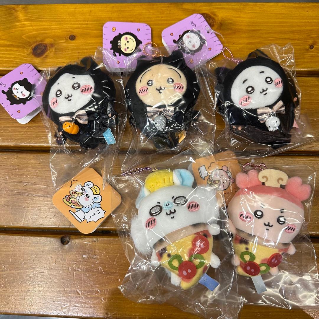 ちいかわ 黒猫 おそろいピザ マスコット 5点セット ちいかわ 黒猫の