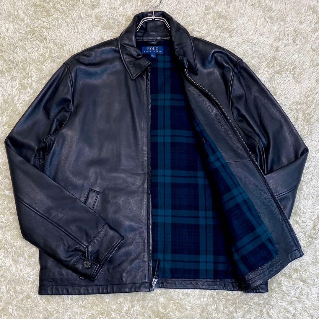 極美品/現行/定価14万円】ラルフローレン ラムレザー シングル ライダース