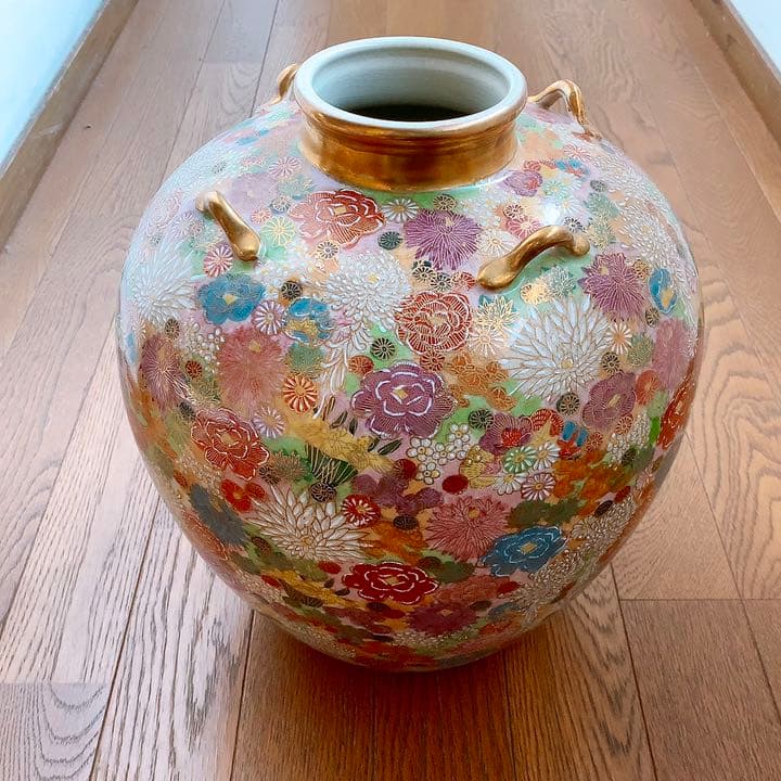 未使用】九谷焼 花瓶 金 花詰 14号 ストア 壺 仁清 九谷焼 【逸品物