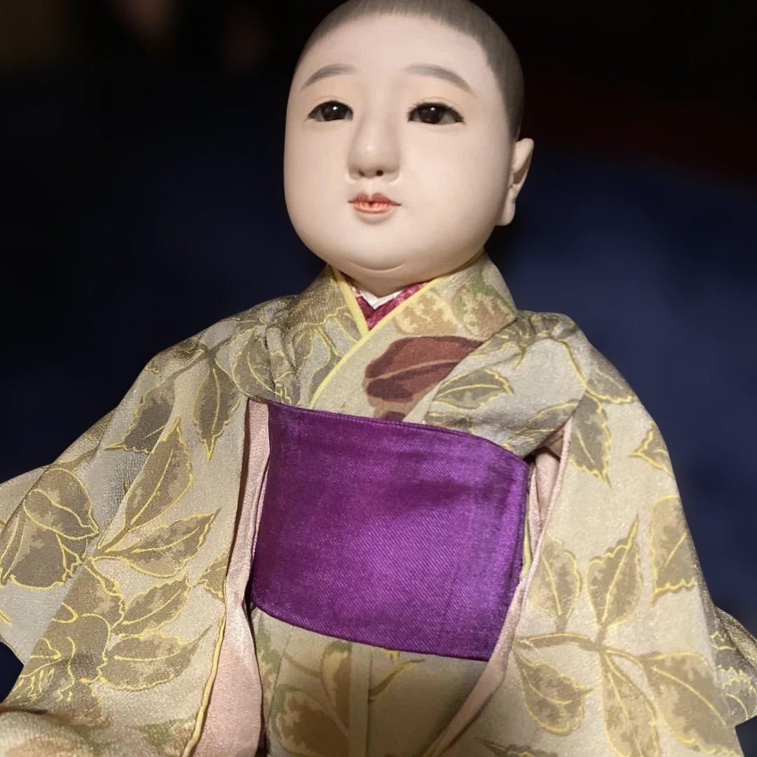 市松人形 睫毛のある男の子 東光 12号 43cm位 難あり