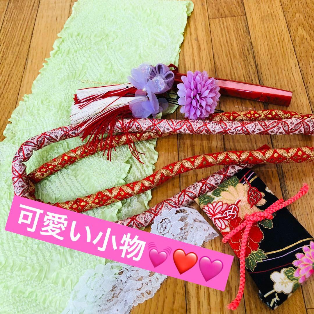 七五三7歳❣️人気赤地暈し古典柄❣️御所車鶴玉で箱金彩際立つ完全フルセット銘品