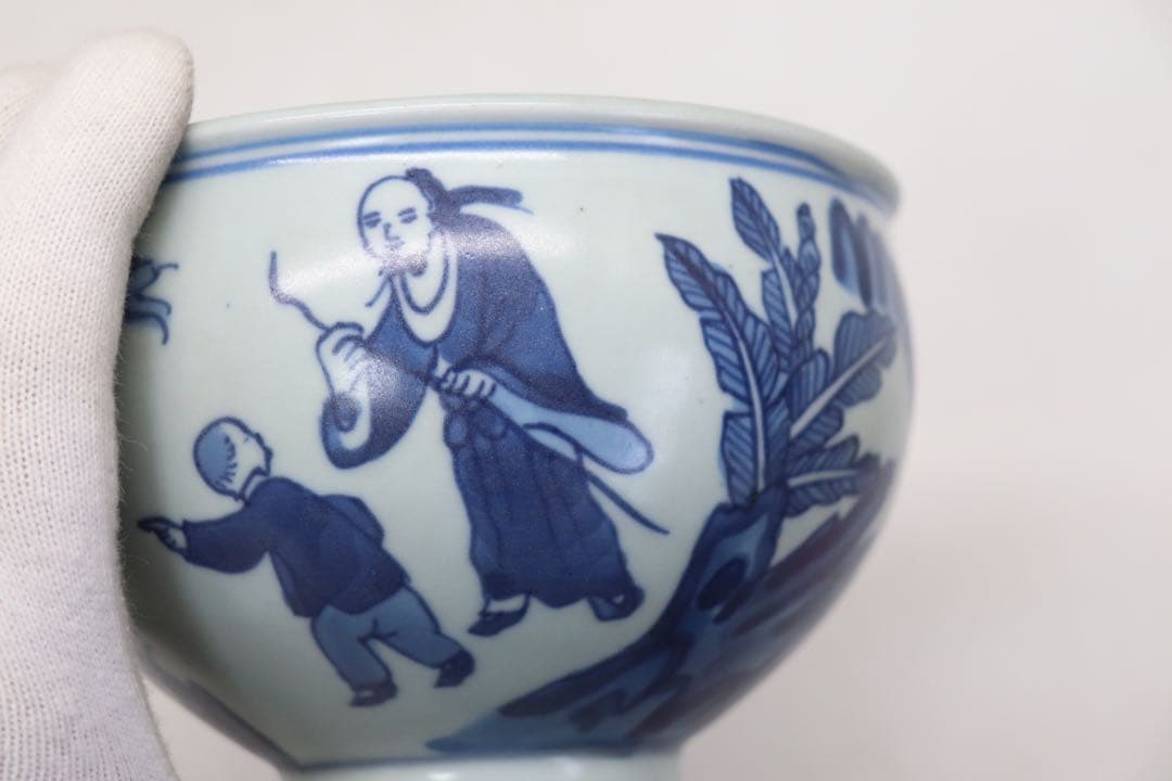 中国 染付 人物紋碗 銘文あり 送料込み250218の通販はau PAY