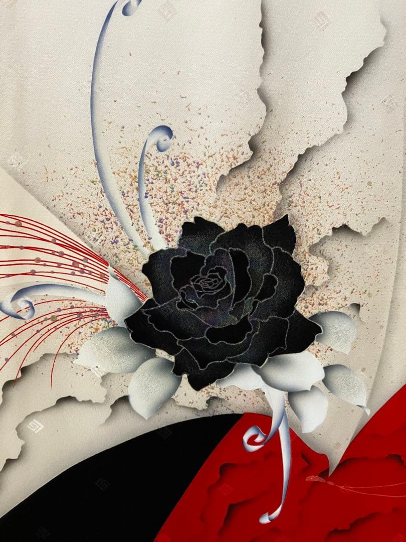 赤白黒 花模様 ブランド 振袖