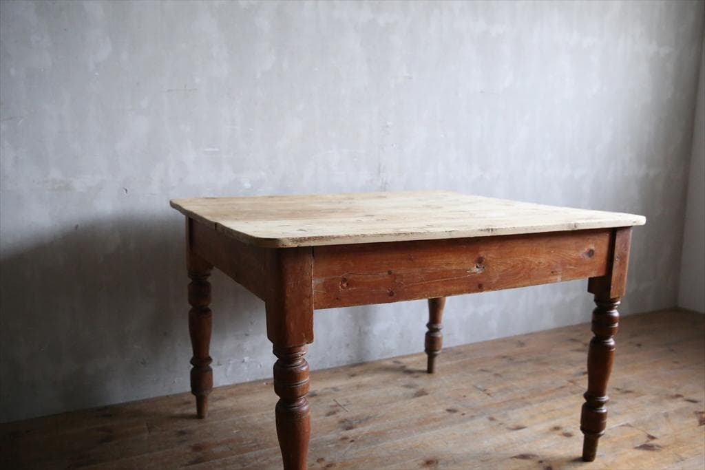 イギリスアンティーク◇オールドパイン古木ダイニングテーブル/木製机(72-76)