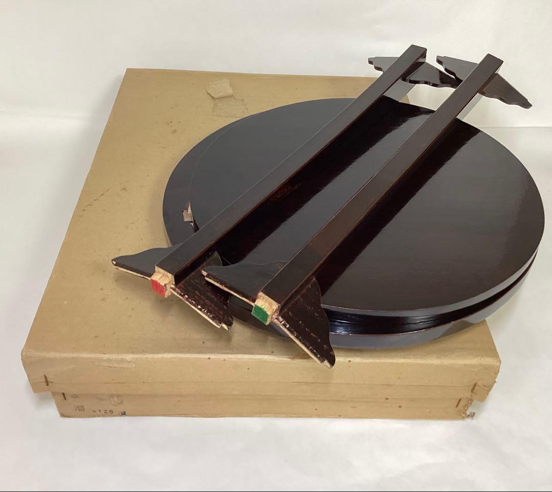 丸卓 溜塗 啄斎好 紙箱入 洗浄済 茶道具 古物品