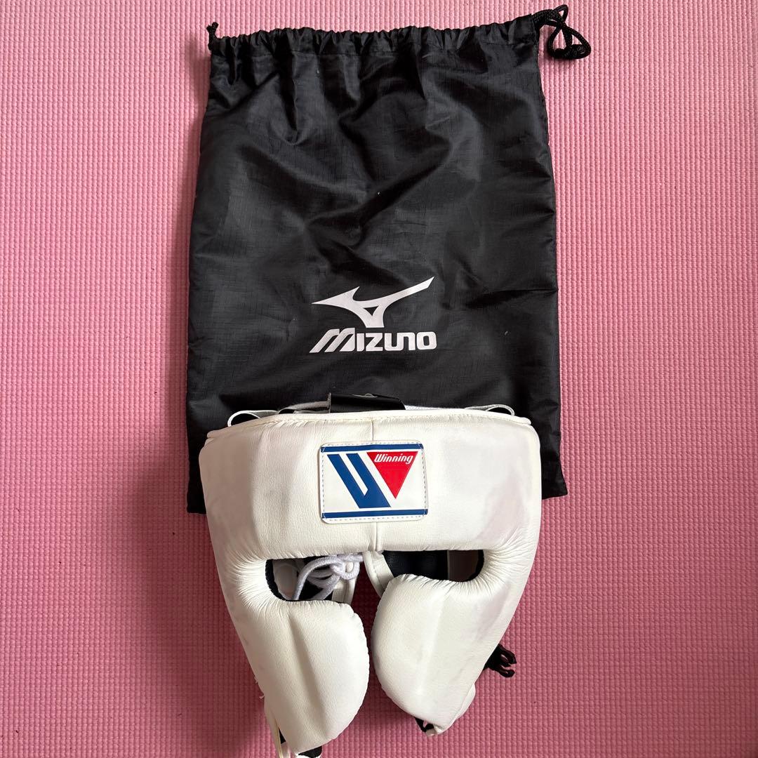 Winning ヘッドギア ホワイト Mizuno収納袋付き