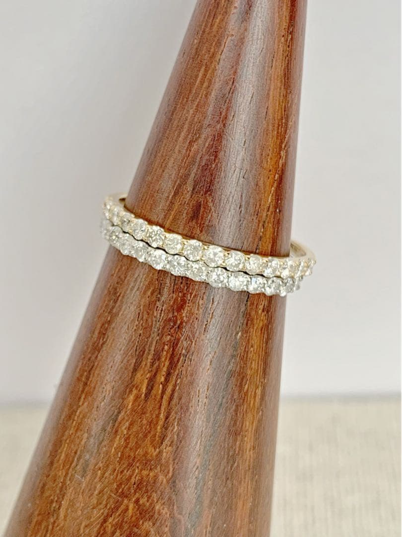 爆安！K18PG K18WGハーフエタニティリング　天然ダイヤモンド0.30ct