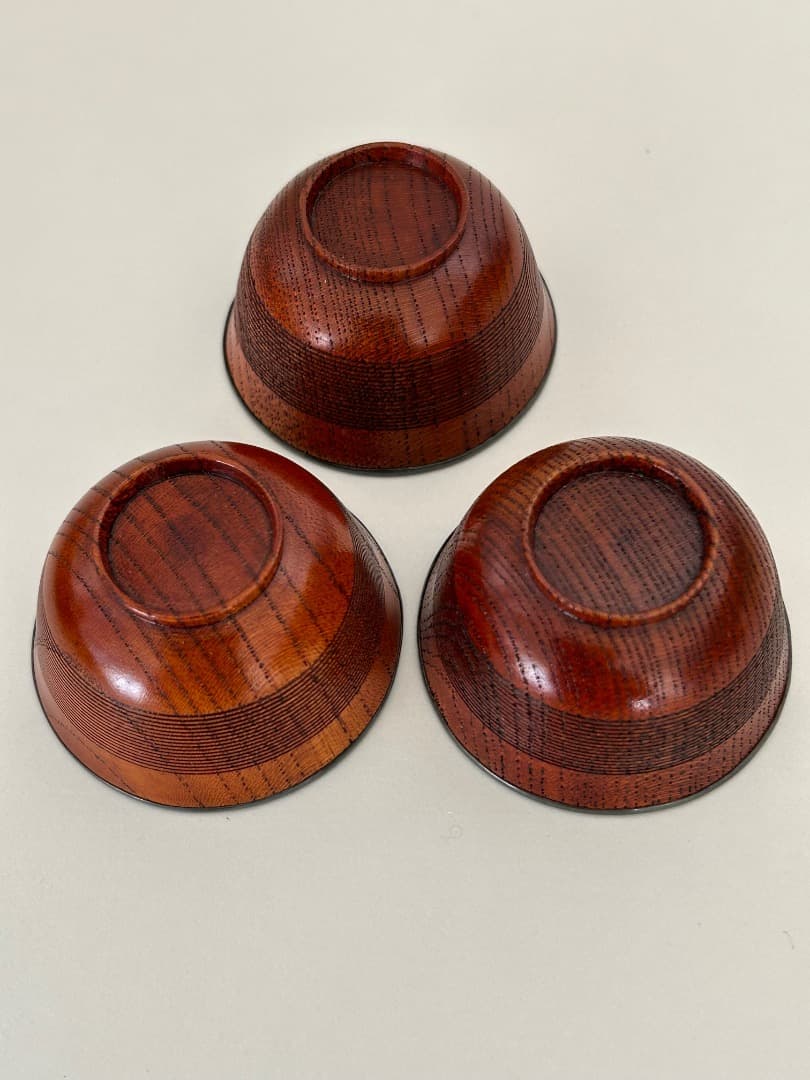 盃 (木地に純銀内張) 3客 打物師 鉄邦作